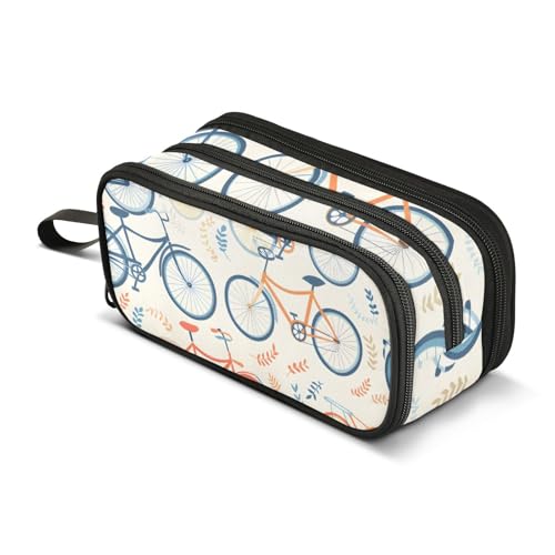 Großes Federmäppchen, Fahrräder, Federmäppchen, tragbar, Bürobedarf, Make-up-Tasche für Mittelschule, Studenten, Mädchen, Jungen, mehrfarbig, Einheitsgröße, Kosmetikkoffer von Mnsruu