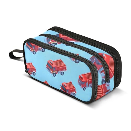 Großes Federmäppchen, Feuerwehrauto, tragbar, Bürobedarf, Make-up-Tasche für Mittelschule, Studenten, Mädchen, Jungen, mehrfarbig, Einheitsgröße, Kosmetikkoffer von Mnsruu