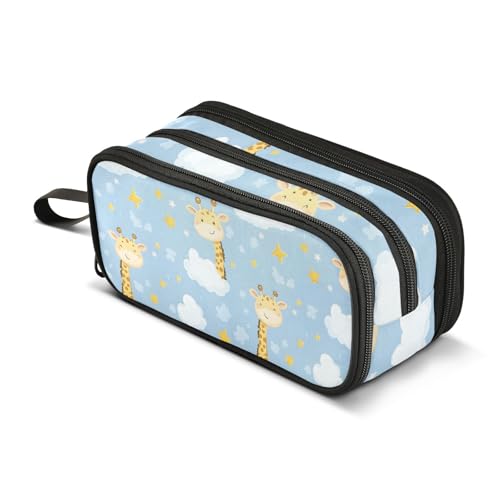 Großes Federmäppchen, Giraffen-Wolke, tragbar, Bürobedarf, Make-up-Tasche für Mittelschule, Studenten, Mädchen, Jungen, mehrfarbig, Einheitsgröße, Kosmetikkoffer von Mnsruu