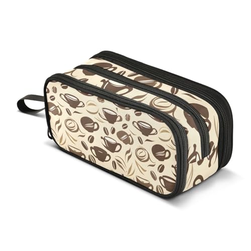 Großes Federmäppchen, Kaffee-Federmäppchen, tragbar, Bürobedarf, Make-up-Tasche für Mittelschule, Studenten, Mädchen, Jungen, mehrfarbig, Einheitsgröße, Kosmetikkoffer von Mnsruu