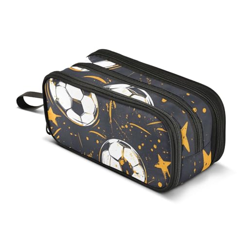 Großes Federmäppchen, Motiv: Fußball-Sterne, tragbar, für Büro, Schreibwaren, Make-up-Tasche für Mittelschule, Studenten, Mädchen, Jungen, mehrfarbig, Einheitsgröße, Kosmetikkoffer von Mnsruu