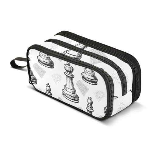 Großes Federmäppchen, Schach-Bleistifttasche, tragbar, für Büro, Schreibwaren, Make-up-Tasche für Mittelschule, Studenten, Mädchen, Jungen, mehrfarbig, Einheitsgröße, Kosmetikkoffer von Mnsruu