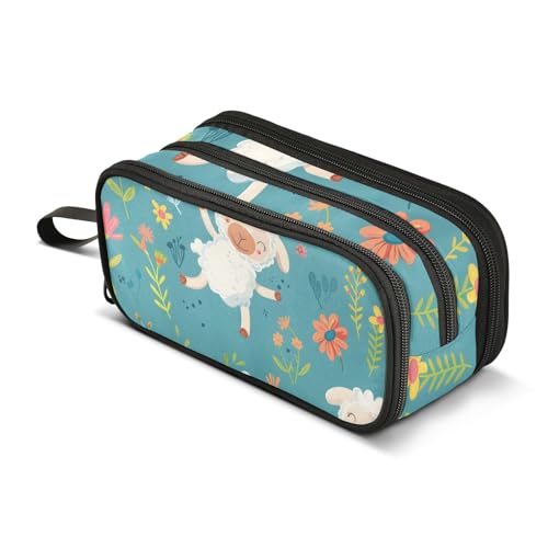 Großes Federmäppchen, Schaf- und Regenbogen-Bleistifttasche, tragbar, Bürobedarf, Make-up-Tasche für Mittelschule, Studenten, Mädchen, Jungen, mehrfarbig, Einheitsgröße, Kosmetikkoffer von Mnsruu