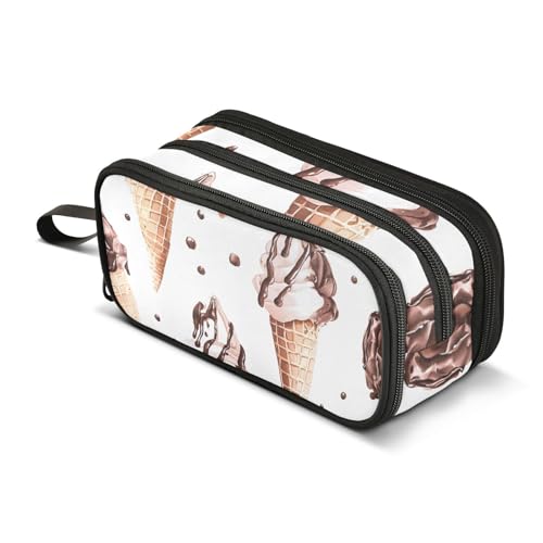 Großes Federmäppchen, Schokoladeneis, Federmäppchen, tragbar, Bürobedarf, Make-up-Tasche für Mittelschule, Studenten, Mädchen, Jungen, mehrfarbig, Einheitsgröße, Kosmetikkoffer von Mnsruu