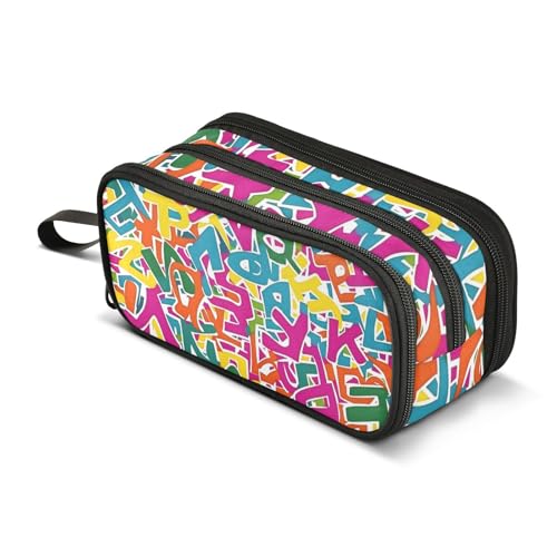 Großes Federmäppchen, buntes Alphabet, tragbar, Bürobedarf, Make-up-Tasche für Mittelschule, Studenten, Mädchen, Jungen, mehrfarbig, Einheitsgröße, Kosmetikkoffer von Mnsruu