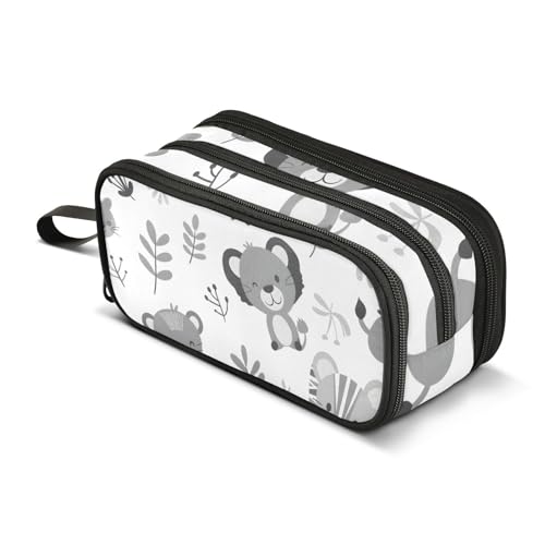 Großes Federmäppchen, graues Tier-Federmäppchen, tragbar, Büro, Schreibwaren, Make-up-Tasche für Mittelschule, Studenten, Mädchen, Jungen, mehrfarbig, Einheitsgröße, Kosmetikkoffer von Mnsruu