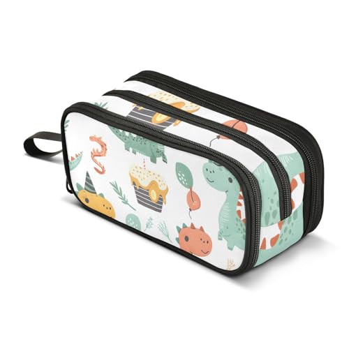 Großes Federmäppchen, niedliche Dinosaurier, tragbar, Bürobedarf, Make-up-Tasche für Mittelschule, Studenten, mehrfarbig, Einheitsgröße, Kosmetikkoffer von Mnsruu