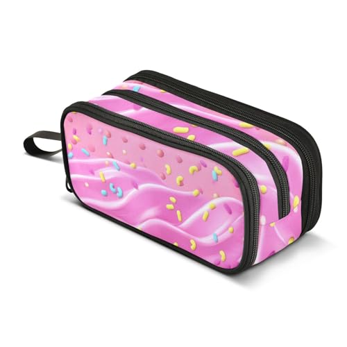 Großes Federmäppchen, rosa Eiscreme-Waffel, tragbar, Bürobedarf, Make-up-Tasche für Mittelschule, Studenten, Mädchen, Jungen, mehrfarbig, Einheitsgröße, Kosmetikkoffer von Mnsruu