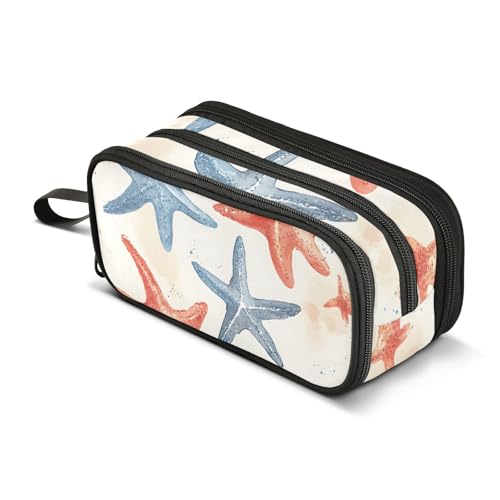 Großes Federmäppchen, schönes Seestern-Federmäppchen, tragbar, Bürobedarf, Make-up-Tasche für Mittelschule, Studenten, Mädchen, Jungen, mehrfarbig, Einheitsgröße, Kosmetikkoffer von Mnsruu