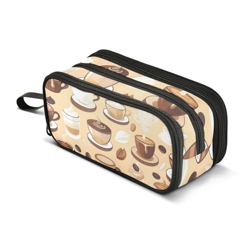 Großes Federmäppchen, süßes Kaffee-Federmäppchen, tragbar, Bürobedarf, Make-up-Tasche für Mittelschule, Studenten, Mädchen, Jungen, mehrfarbig, Einheitsgröße, Kosmetikkoffer von Mnsruu
