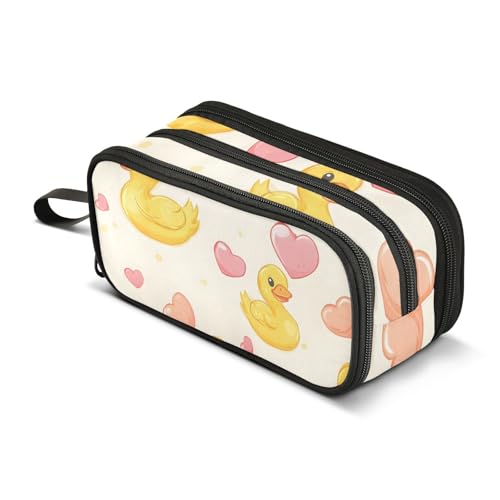 Großes Federmäppchen mit Entenmuster, tragbar, für Büro, Schreibwaren, Make-up-Tasche für Mittelschule, Studenten, Mädchen, Jungen, mehrfarbig, Einheitsgröße, Kosmetikkoffer von Mnsruu