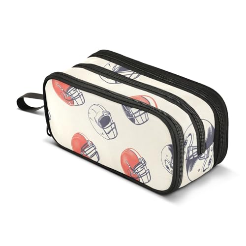 Großes Federmäppchen mit Helmmuster, tragbar, für Büro, Schreibwaren, Make-up-Tasche für Mittelschule, Studenten, Mädchen, Jungen, mehrfarbig, Einheitsgröße, Kosmetikkoffer von Mnsruu