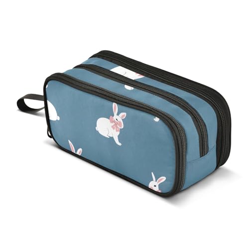 Großes Federmäppchen mit Kaninchen-Schleife, tragbar, für Büro, Schreibwaren, Make-up-Tasche für Mittelschule, Studenten, Mädchen, Jungen, mehrfarbig, Einheitsgröße, Kosmetikkoffer von Mnsruu