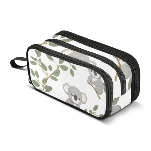 Großes Federmäppchen mit Koala-Muster, tragbar, Bürobedarf, Make-up-Tasche für Mittelschule, Studenten, Mädchen, Jungen, mehrfarbig, Einheitsgröße, Kosmetikkoffer von Mnsruu