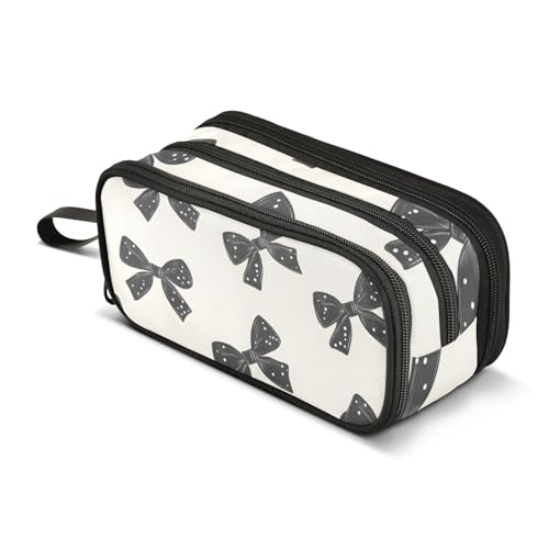 Großes Federmäppchen mit schwarzer Schleife, tragbar, für Büro, Schreibwaren, Make-up-Tasche für Mittelschule, Studenten, Mädchen, Jungen, mehrfarbig, Einheitsgröße, Kosmetikkoffer von Mnsruu