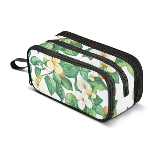 Großes Federmäppchen mit tropischem Muster, tragbar, Bürobedarf, Make-up-Tasche für Mittelschule, Studenten, Mädchen, Jungen, mehrfarbig, Einheitsgröße, Kosmetikkoffer von Mnsruu
