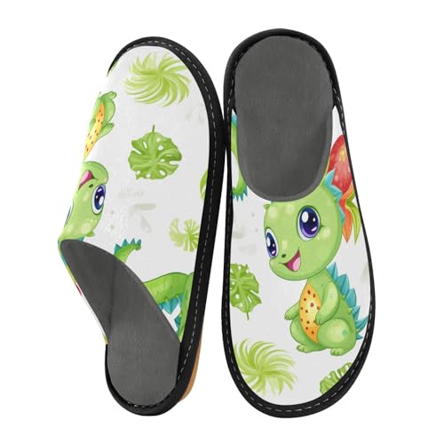 Grüne süße Dinosaurier-Hausschuhe für Damen und Herren, warme Hausschuhe, Hausschuhe, für drinnen und draußen, Mehrfarbig, 37.5/38 EU von Mnsruu