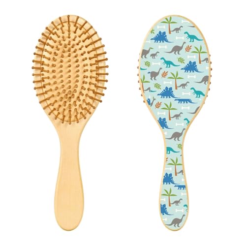 Haarbürste aus Holz, Doodle-Dinosaurier-Muster, Haarbürste für lange, kurze, lockige, dicke, dünne Haare, für Damen, Herren, Jungen, Mädchen von Mnsruu