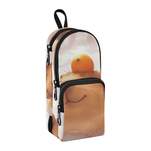 Happy Capybara Federmäppchen, großes Fassungsvermögen, Stifttasche mit Fach, Schüler-Form, Schreibwaren-Organizer, Federmäppchen, Marker-Etui für Schule, Büro, Arbeit von Mnsruu
