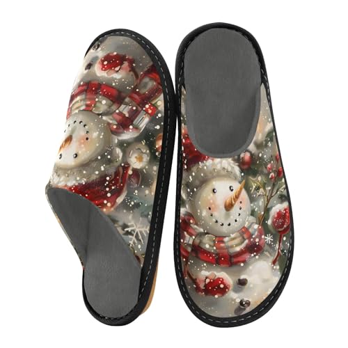Hausschuhe für Damen und Herren, Weihnachts-Schneemann, warm, für drinnen und draußen, Mehrfarbig, 40 EU von Mnsruu