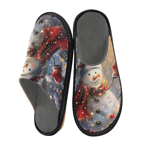 Hausschuhe für Damen und Herren, Weihnachts-Schneemann, warme Hausschuhe, für drinnen und draußen, Mehrfarbig, 42/43 EU von Mnsruu