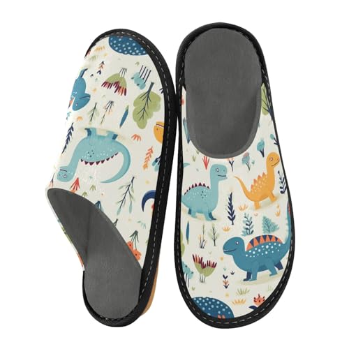 Hausschuhe mit Dinosaurier-Motiv, für Damen und Herren, warme Hausschuhe, für drinnen und draußen, Mehrfarbig, 42/43 EU von Mnsruu