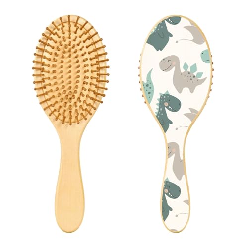 Holz-Haarbürste, Dinosaurier-Baby-Haarbürste für lange, kurze, lockige, dicke, dünne Haare, Damen, Herren, Jungen, Mädchen von Mnsruu
