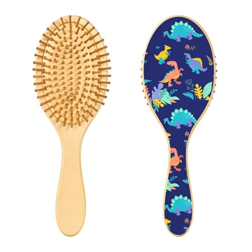 Holz-Haarbürste, Dinosaurier-Kollektion, niedliche Haarbürste für lange, kurze, lockige, dicke, dünne Haare, Damen, Herren, Jungen, Mädchen von Mnsruu