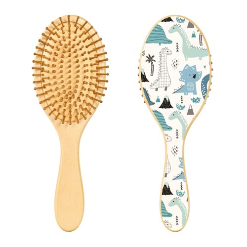 Holz-Haarbürste, Dinosaurier-Tier-Haarbürste für lange, kurze, lockige, dicke, dünne Haare, Damen, Herren, Jungen, Mädchen von Mnsruu
