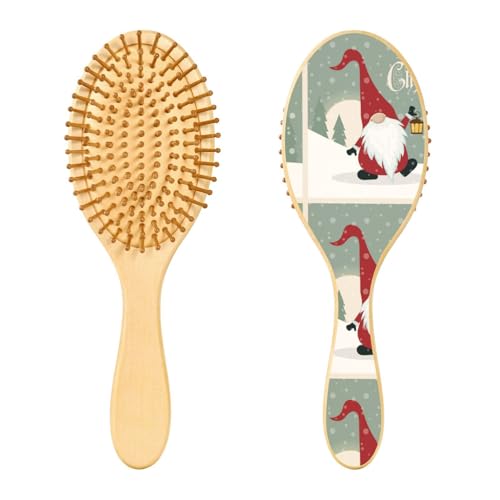 Holz-Haarbürste, Retro-Weihnachts-Zwerg-Haarbürste für lange, kurze, lockige, dicke, dünne Haare, für Damen, Herren, Jungen, Mädchen von Mnsruu