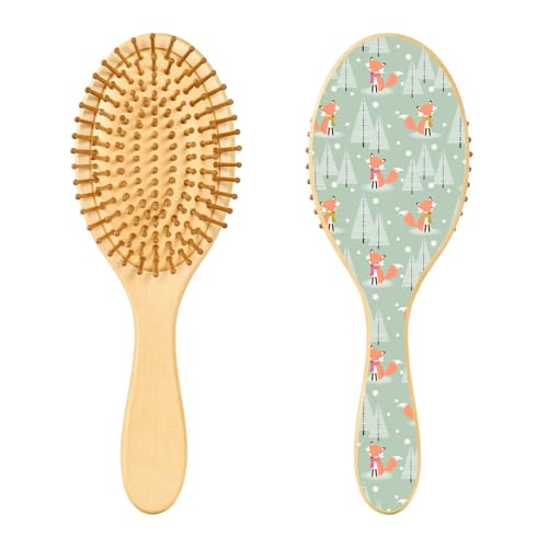 Holz-Haarbürste, Weihnachts-/Winter-Haarbürste für langes, kurzes, lockiges, dickes, dünnes Haar, für Damen, Herren, Jungen, Mädchen, Haarbürste von Mnsruu