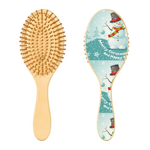 Holz-Haarbürste, Weihnachts-Haarbürste für lange, kurze, lockige, dicke, dünne Haare, Damen, Herren, Jungen, Mädchen, Haarbürste von Mnsruu