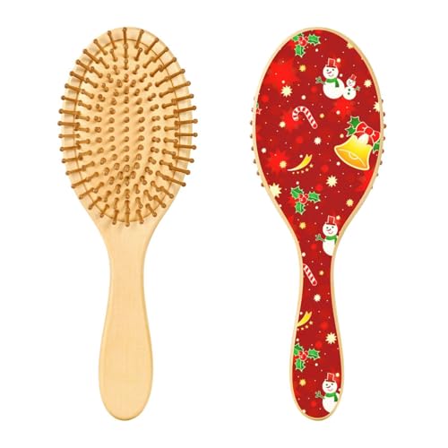 Holz-Haarbürste, Weihnachts-Haarbürste für lange, kurze, lockige, dicke, dünne Haare, Damen, Herren, Jungen, Mädchen, Haarbürste von Mnsruu