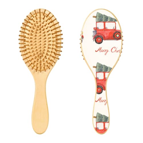 Holz-Haarbürste, Weihnachts-LKW-Kiefernbaum, Weihnachtsbürste für lange, kurze, lockige, dicke, dünne Haare, Damen, Herren, Jungen, Mädchen von Mnsruu