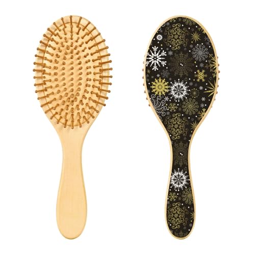 Holz-Haarbürste, Weihnachts-Schneeflocken-Haarbürste für lange, kurze, lockige, dicke, dünne Haare, Damen, Herren, Jungen, Mädchen von Mnsruu