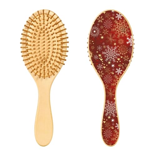 Holz-Haarbürste, Weihnachts-Schneeflocken-Haarbürste für lange, kurze, lockige, dicke, dünne Haare, Damen, Herren, Jungen, Mädchen von Mnsruu