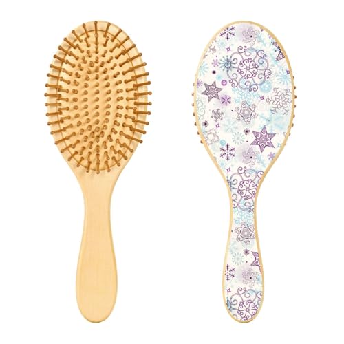 Holz-Haarbürste, Weihnachts-Schneeflocken-Haarbürste für lange, kurze, lockige, dicke, dünne Haare, Damen, Herren, Jungen, Mädchen von Mnsruu