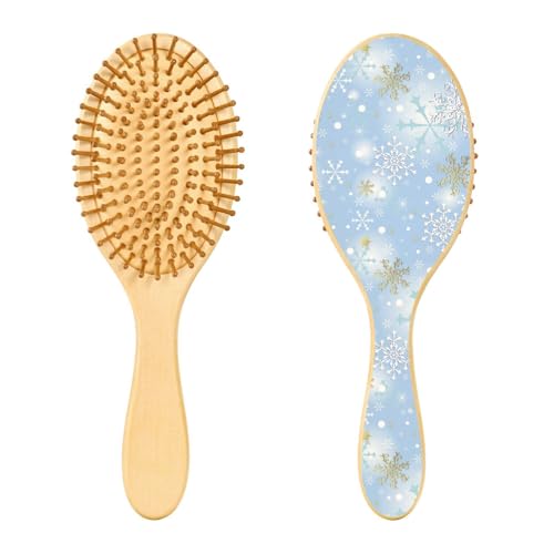Holz-Haarbürste, Weihnachts-Schneeflocken-Haarbürste für lange, kurze, lockige, dicke, dünne Haare, Damen, Herren, Jungen, Mädchen von Mnsruu
