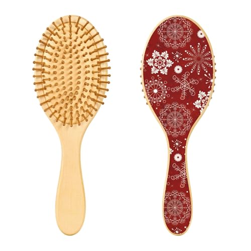 Holz-Haarbürste, Weihnachts-Schneeflocken-Haarbürste für lange, kurze, lockige, dicke, dünne Haare, Damen, Herren, Jungen, Mädchen von Mnsruu
