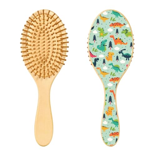 Holz-Haarbürste, entzückende lustige Dinosaurier-Haarbürste für lange, kurze, lockige, dicke, dünne Haare, Damen, Herren, Jungen, Mädchen von Mnsruu