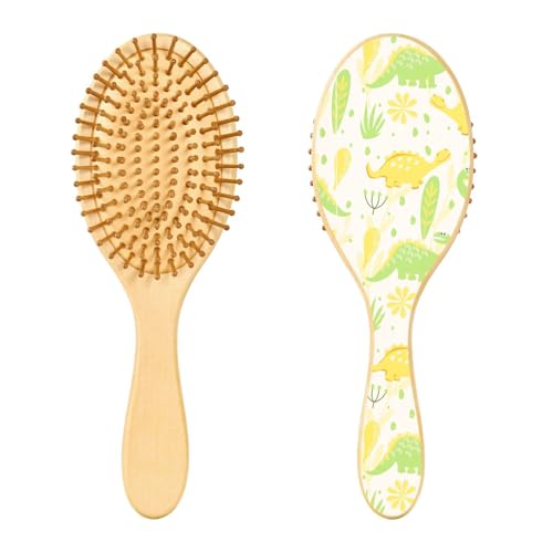 Holz-Haarbürste, nahtlos, Dinosaurier-Haarbürste für langes, kurzes, lockiges, dickes, dünnes Haar, für Damen, Herren, Jungen, Mädchen von Mnsruu