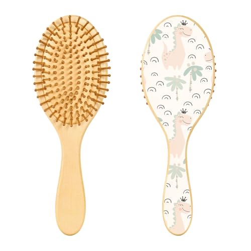 Holzhaarbürste, Dinosaurier-Baby-Mädchen, nahtloses Muster, Haarbürste für lange, kurze, lockige, dicke, dünne Haare, für Damen, Herren, Jungen, Mädchen von Mnsruu