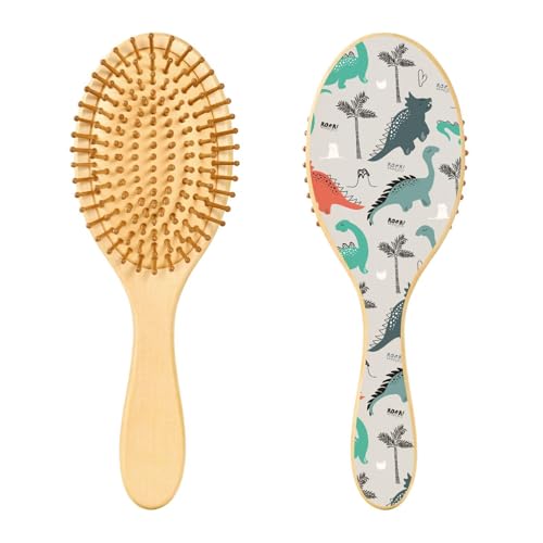 Holzhaarbürste, Dinosaurier-Baum-Haarbürste für lange, kurze, lockige, dicke, dünne Haare, Damen, Herren, Jungen, Mädchen von Mnsruu
