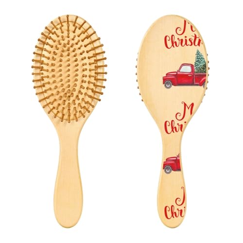Holzhaarbürste, Frohe Weihnachten, für langes, kurzes, lockiges, dickes, dünnes Haar, für Damen, Herren, Jungen, Mädchen von Mnsruu