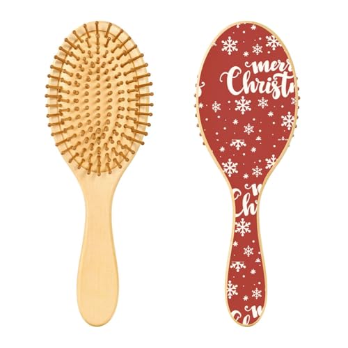 Holzhaarbürste, Frohe Weihnachten mit Schneeflocken, Haarbürste für langes, kurzes, lockiges, dickes, dünnes Haar, für Damen, Herren, Jungen, Mädchen von Mnsruu