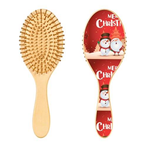 Holzhaarbürste, Happy Christmas Companions Haarbürste für langes, kurzes, lockiges, dickes, dünnes Haar, für Damen, Herren, Jungen, Mädchen Holzhaarbürste, Happy Christmas Companions Haarbürste für langes, kurzes, lockiges, dickes, dünnes Haar, für Damen, Herren, Jungen, Mädchen von Mnsruu