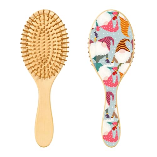 Holzhaarbürste, Weihnachts-Winterkarte mit Zwerg-Haarbürste für lange, kurze, lockige, dicke, dünne Haare, Damen, Herren, Jungen, Mädchen von Mnsruu