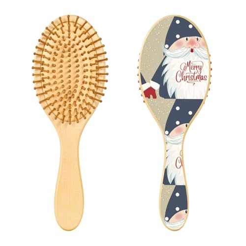 Holzhaarbürste, Weihnachts-Zwerg, Retro-Stil, Haarbürste für lange, kurze, lockige, dicke, dünne Haare, für Damen, Herren, Jungen, Mädchen von Mnsruu