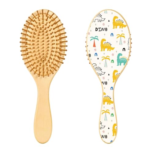 Holzhaarbürste, abstrakte tropische Dinosaurier-Haarbürste für lange, kurze, lockige, dicke, dünne Haare, Damen, Herren, Jungen, Mädchen von Mnsruu