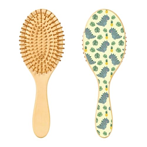 Holzhaarbürste, blaue Dinosaurier-Haarbürste für lange, kurze, lockige, dicke, dünne Haare, Damen, Herren, Jungen, Mädchen von Mnsruu
